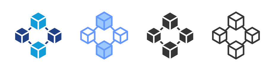 Block Chain icon set multiple style collection