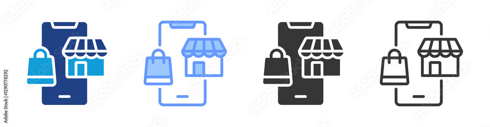 Poster Ecommerce icon set multiple style collection