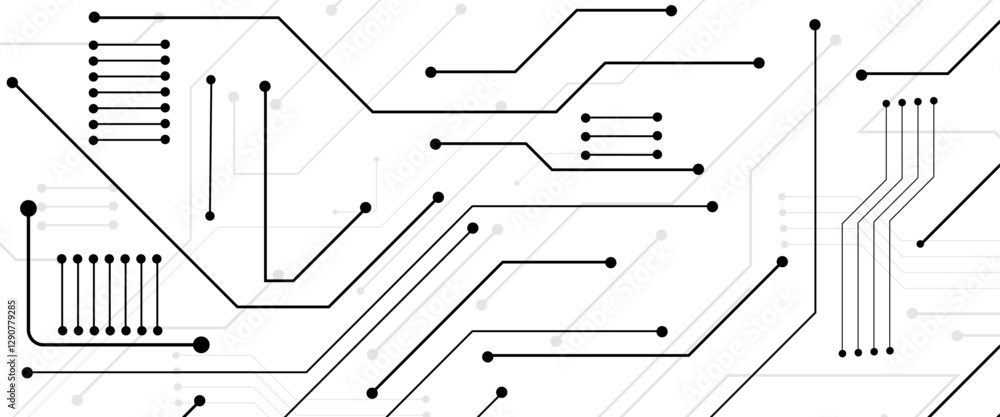 Aufkleber Vector abstract technology on white background. Abstract futuristic circuit board Illustration, Circuit board with various technology elements.