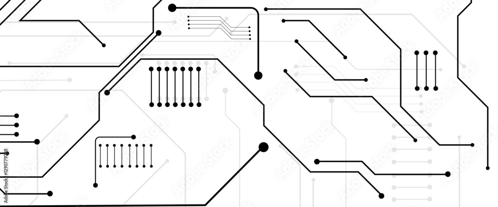 Poster Vector abstract technology on white background. Abstract futuristic circuit board Illustration, Circuit board with various technology elements.