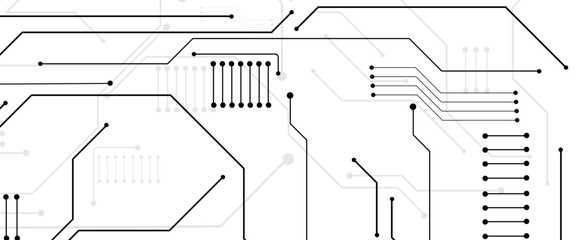 Vector blue circuit electronic or electrical line with engineering technology concept background design
