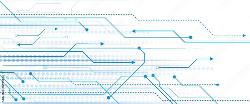 Aufkleber Wide Cyber security internet and networking concept. Vectors White Abstract geometric dots and lines connection circuit concept. Hi tech digital connect, communication,