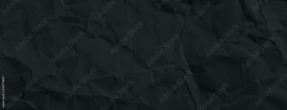 Poster a crumpled black background with a textured, wrinkled paper effect. the black background adds depth 