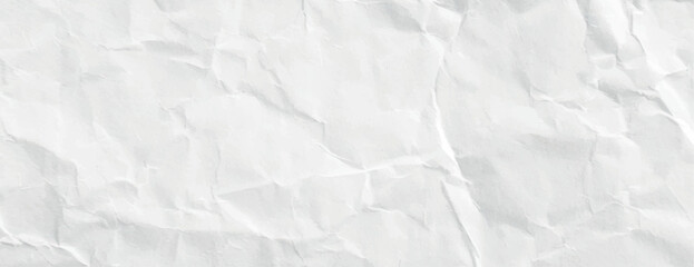 White crumpled paper background with a textured, wrinkled style. The background is entirely white, giving a clean, minimalist look. Paper texture background vector. White background.