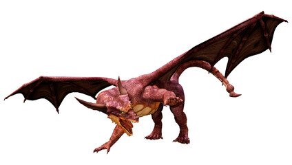 3D Rendering Fairy Tale Dragon on White