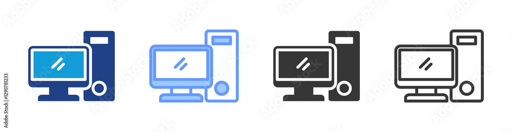 Fototapete computer icon set multiple style collection