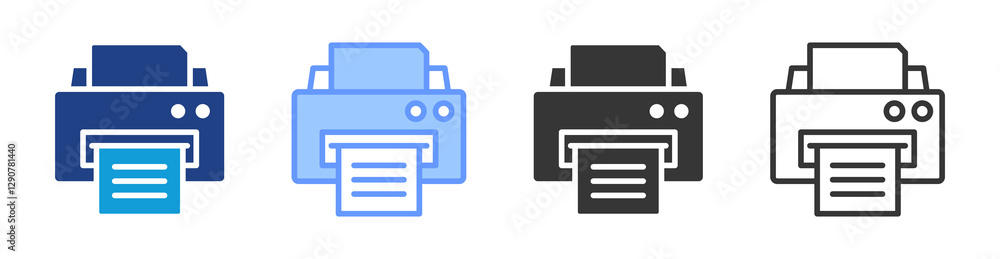 Poster Printer icon set multiple style collection