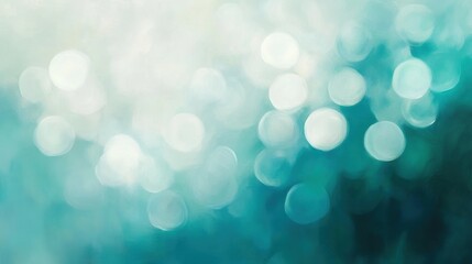 Fototapeta premium Bokeh background, soft blurred lights with turquoise hues, abstract design perfect for celebrations, wallpapers, and creative projects.