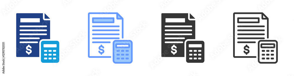 Poster Budget icon set multiple style collection
