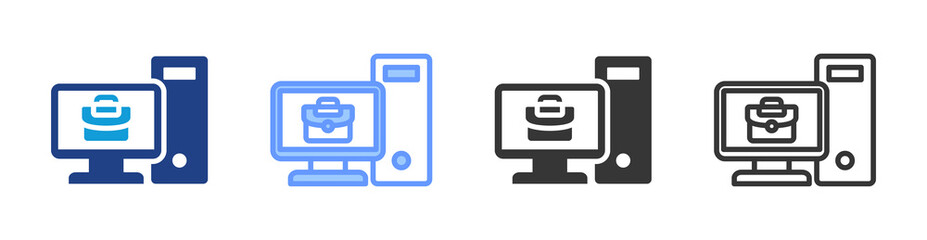 Workstation icon set multiple style collection