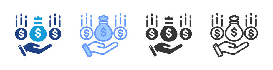 Income icon set multiple style collection