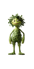 Obraz premium Friendly Green Creature, Adorable Animated Character, Cartoon Mascot, Nature Sprite