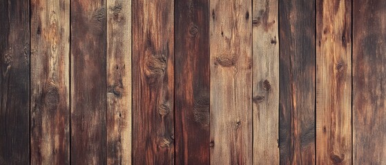 Fototapeta premium Wooden wall texture, rustic planks, natural background design, vintage wood surface, home decor inspiration, warm tones, earthy colors for interior design.