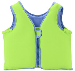 Green children's life Jacket for swimming isolated on a transparent background. Completely in...
