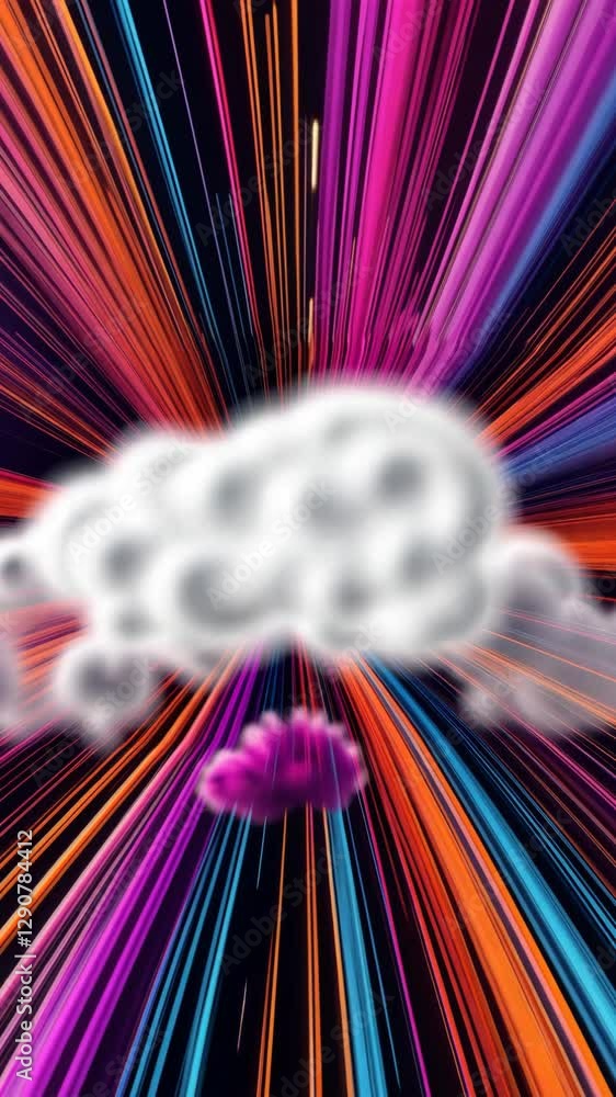 Poster a colorful cloud with a white center. the cloud is surrounded by a rainbow of colors. the colors are