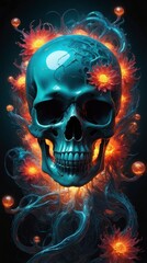 The Luminous Skull Blooming in Cosmic Fire