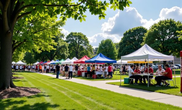 Health CareA vibrant community health fair in a park 