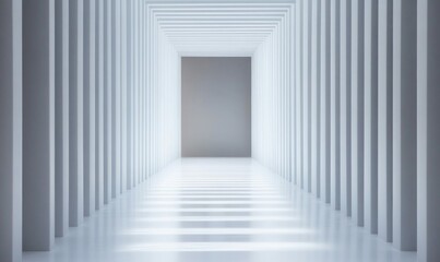 Futuristic White Tunnel with Abstract Curved Architecture