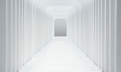 Fototapeta premium Futuristic White Tunnel with Abstract Curved Architecture