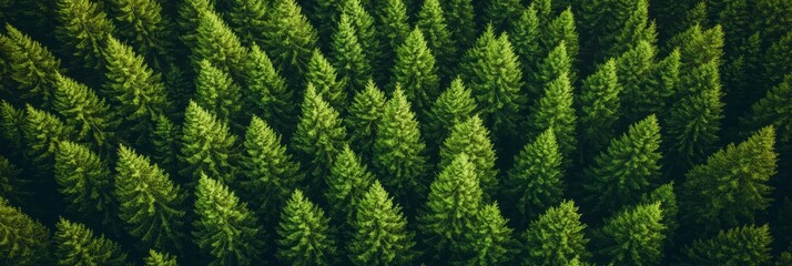 Aerial View Of A Dense Evergreen Forest, Creating A Natural Pattern For Nature Backgrounds