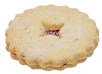 Cookies with strawberry jam on a white background. Isolated.