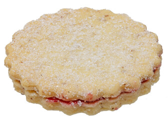 Cookies with strawberry jam on a white background. Isolated.