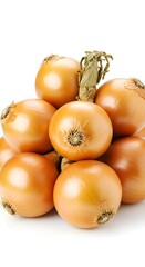 onions on a white background, photographic image of a bunch of spanish onions on a white backg, generative AI