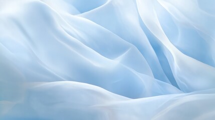 Fototapeta premium Blue chiffon fabric background texture, soft flowing silk, light drapery, smooth textile pattern, elegant backdrop for design, fashion and wedding themes.
