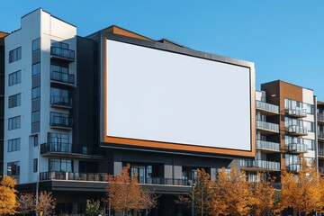 Obraz premium a blank billboard on a contemporary apartment complex