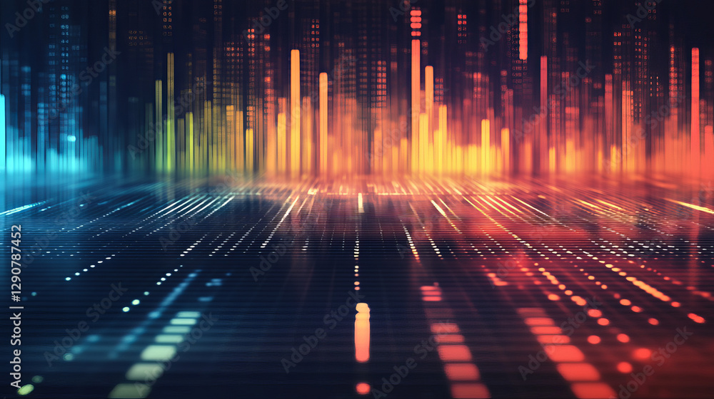 Poster vector digital music equalizer audio waves design template audio signal visualization signal illustr