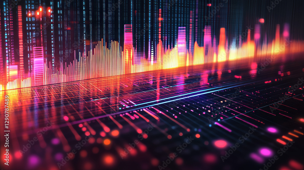 Poster vector digital music equalizer audio waves design template audio signal visualization signal illustr