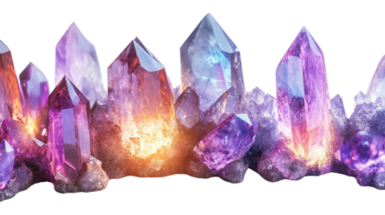 A set of colorful gemstones and crystals on a black background