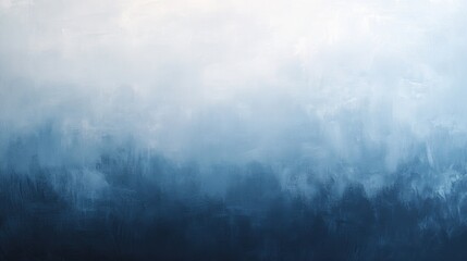 Blue and white foggy landscape with abstract texture, blurred gradient background for design, tranquil mood, nature scenery, calming atmosphere.