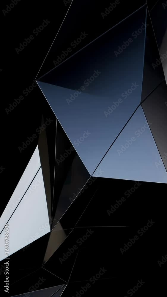 Poster dynamic geometric reflections: abstract shapes and light interaction in motion