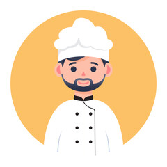 Chef Character with Bright Orange Background in Modern Flat Design
