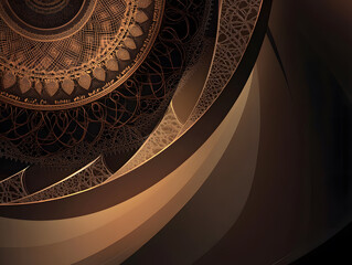 Brown abstract background for Ramadan holiday. Neural network AI generated art