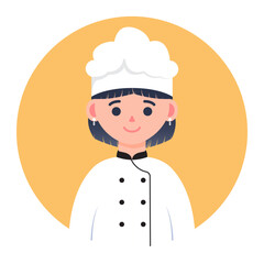 Chef Character with Bright Orange Background in Modern Flat Design