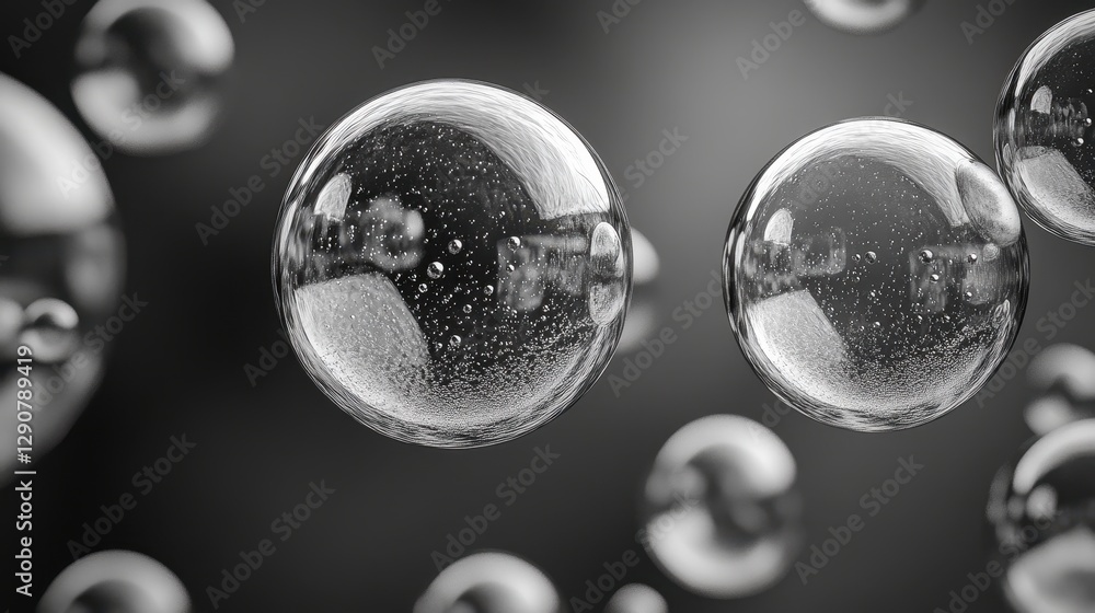 Aufkleber a modern and artistic rendering of perfectly round bubbles in black and white, maintaining an isolat