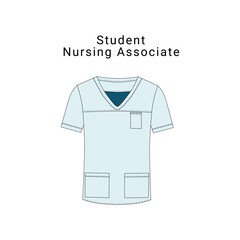 Ward staff Nursing Associate clothing flat fashion illustration scrubs design. Workwear template for hospital wards, medical fashion designers. 