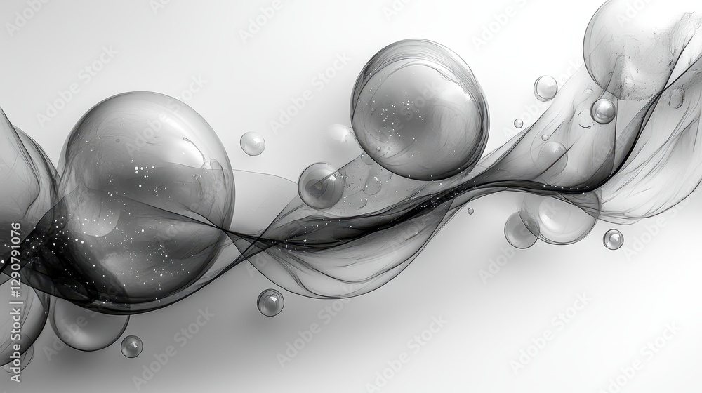 Aufkleber graphic design-inspired depiction of floating bubbles, outlined with black strokes and enhanced by p