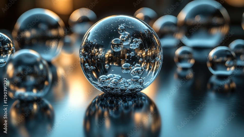 Aufkleber group of floating bubbles, each uniquely shaped but maintaining perfect contrast with bold black edg