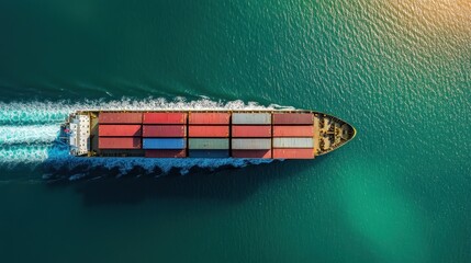 A cargo ship sailing through a major shipping lane on a sunny day