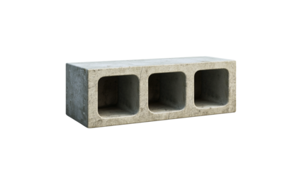  A hollow concrete block with three large cavities, designed for lightweight construction 