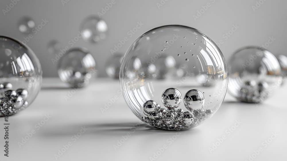 Aufkleber technically flawless rendering of multiple floating bubbles, each isolated and illustrated in sharp 