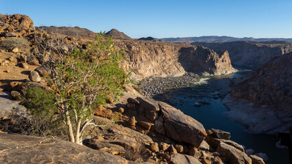 View of Orange River Gorge at Ararat at Augrabies Falls National Park, Northern Cape. South Africa.