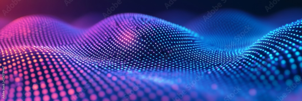 Poster abstract wave background. glowing dots in motion forming a trendy gradient with a soft focus effect
