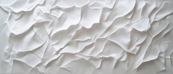 Obraz premium White textured wall surface with abstract waves and folds, modern design, creative background for art, print, or interior decor projects.