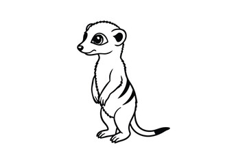 Line art of a little baby meerkat standing on its hind legs vector art illustration for coloring page.eps