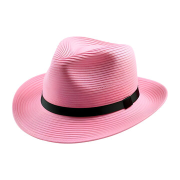 Stylish pink hat isolated on transparent background