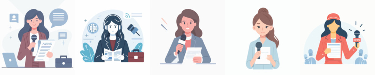 Naklejka premium Vector of a woman presenting the news.